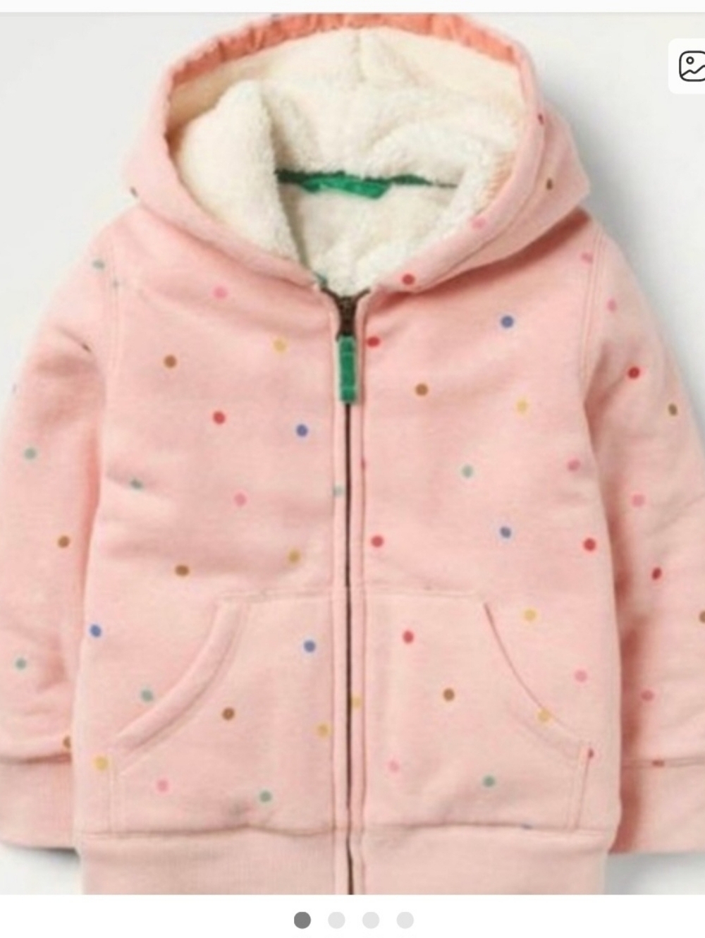 Mini Boden 8/9 NEW Cozy Pink Polka Dot Sherpa-Lined Hoodie